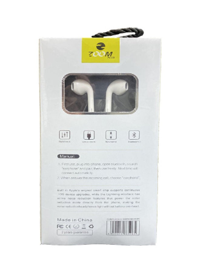 Zoom Plus Earphones with Lightning Connector for Apple iPhone 11/X/XR/XS/8/7 White  - Image 3