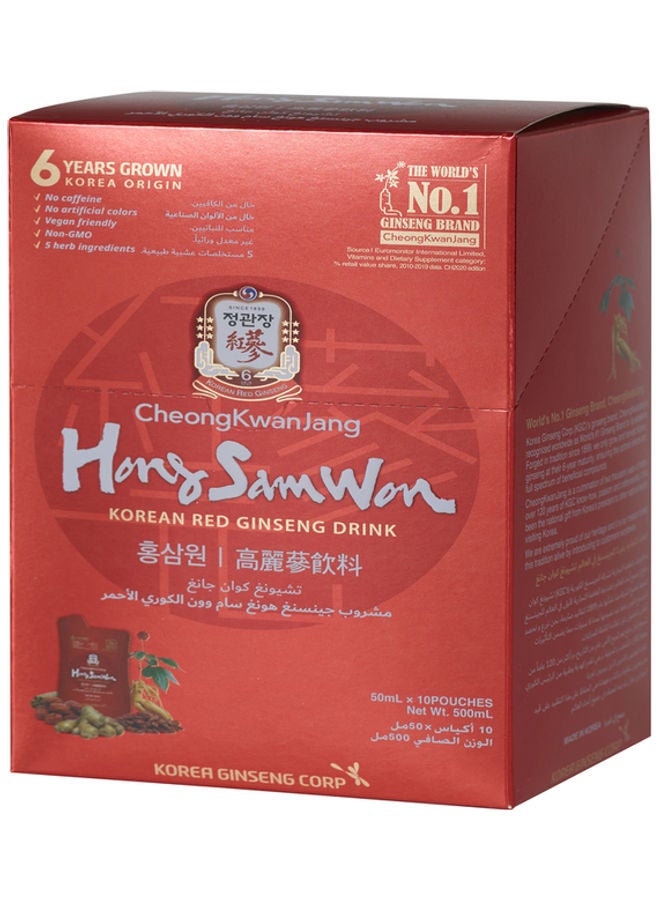 CheongKwanJang - [Hong Sam Won] | Korean Red Ginseng Drink 50ml X 10 Pouches - Image 1