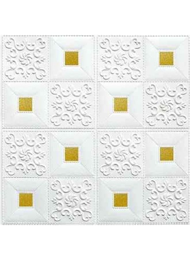 fashionhome 5-Pieces 3D Pattern Decorative Carving Wall Sticker Cream/Gold 70 x 0.5 x 70cm  - Image 2