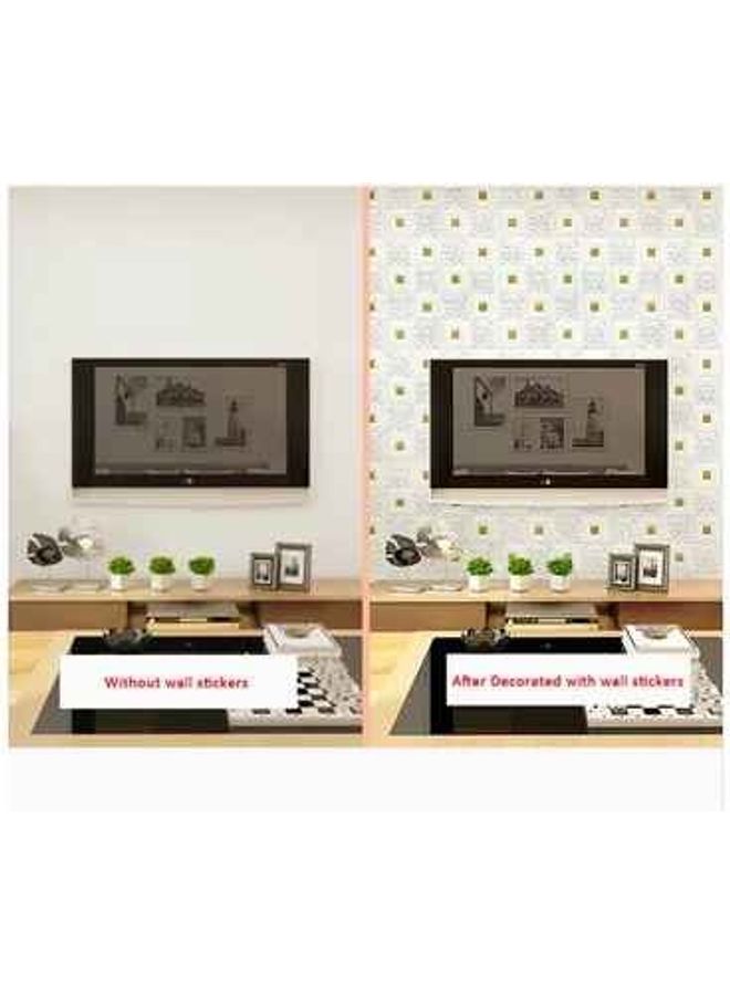 fashionhome 5-Pieces 3D Pattern Decorative Carving Wall Sticker Cream/Gold 70 x 0.5 x 70cm  - Image 1