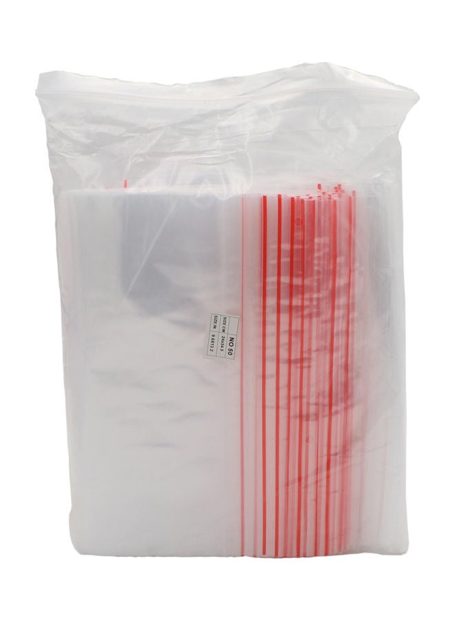 50 Pieces Polypropylene Zipper Bag     Clear/Red   4 x 5 in Clear/Red - Image 4