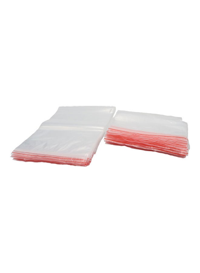 100 Pieces Polypropylene Zipper Bag     Clear/Red   2 x 3 in Clear/Red - Image 1