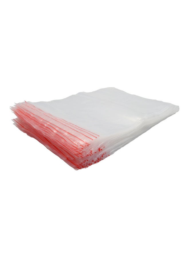 100 Pieces Polypropylene Zipper Bag     Clear/Red   2 x 3 in Clear/Red - Image 2