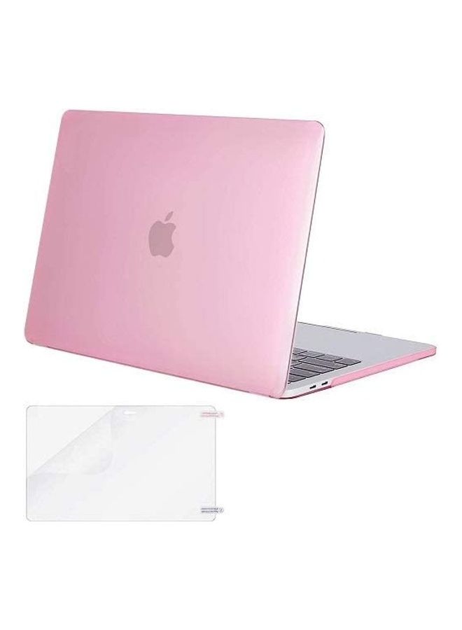Protective Case Cover with Screen Protector for Apple MacBook Pro (2016-2019) 15-Inch Pink/Clear - Image 1