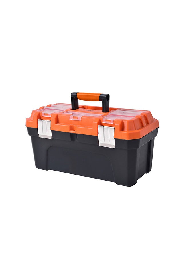 Tactix - 20 Inches Plastic Storage Tool Box Hd With Lift-Out Carry Tray, Built-In Organization Compartments, Black/Orange, Dimensions: 50.7W X 25.4D X 25.9H Cm- 320112 - Image 1