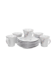Royalford 12-Piece Bone Square Cup And Saucer Set White/Gold 220ml  - Image 3