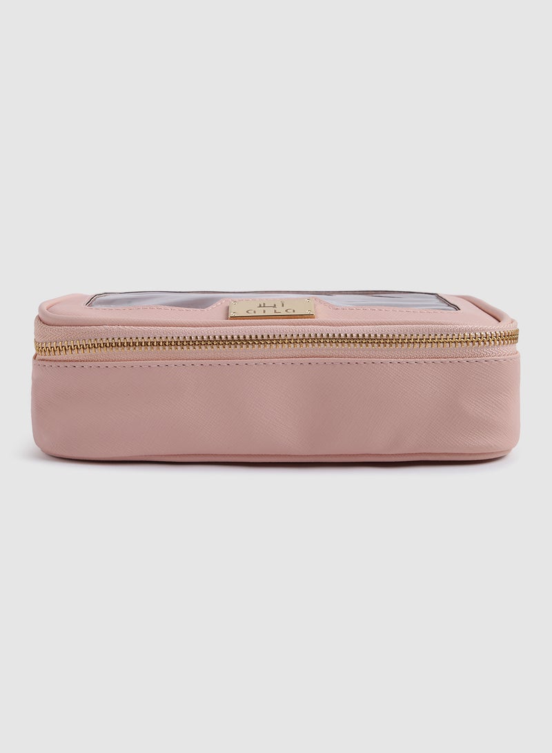 Aila Transparent Square Makeup Bag Hot Pink - Image 2