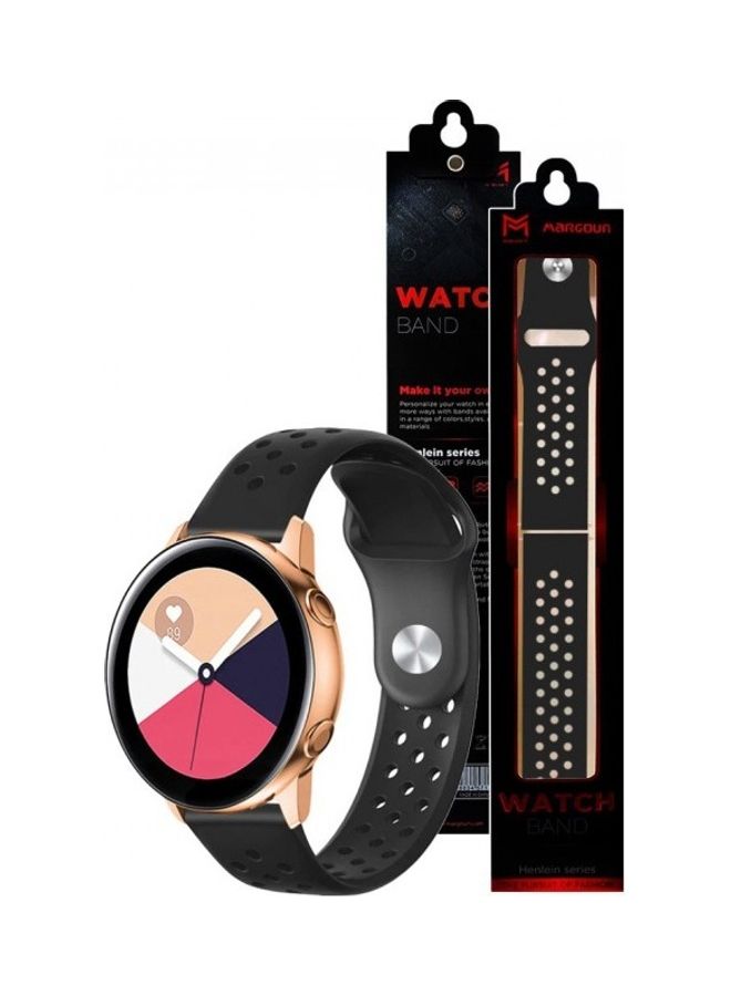 MARGOUN - Replacement Silicone Band For Samsung Galaxy Watch Active/Active 2 Black - Image 1