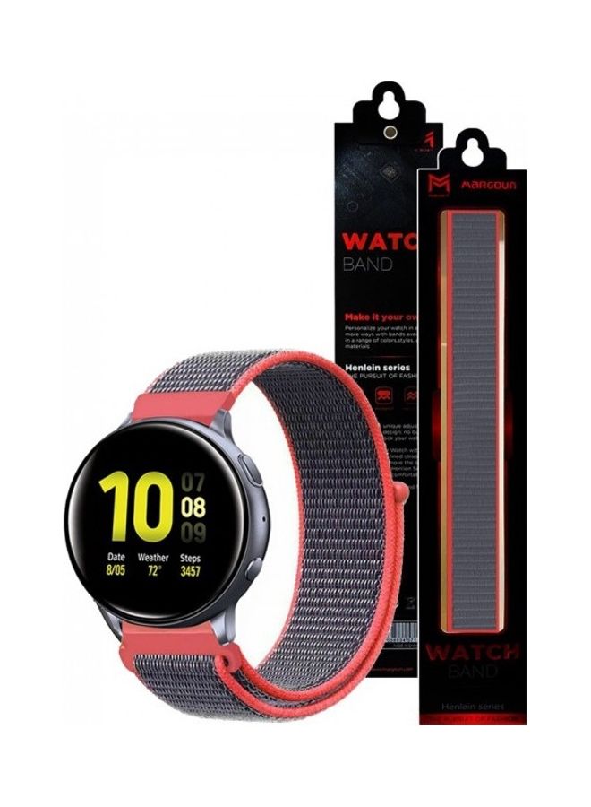 MARGOUN Replacement Nylon Band For Samsung Galaxy Watch Active/Active 2 Grey/Electric Pink  - Image 2