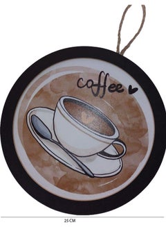 East Lady Round Shaped Wall Hanging Coffee Sign Board Brown/White/Black 25cm  - Image 2