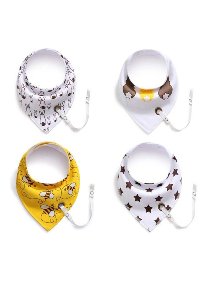 Pack Of 4 Baby Bandana Drool Bibs With Pacifier Holder