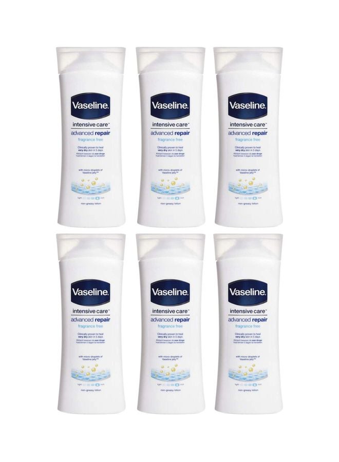 Vaseline Advanced Repair Fragrance Free Intensive Care Lotion - 6 Pack X 13.53 Fl Oz / 400 Ml White 6x400ml - Image 1