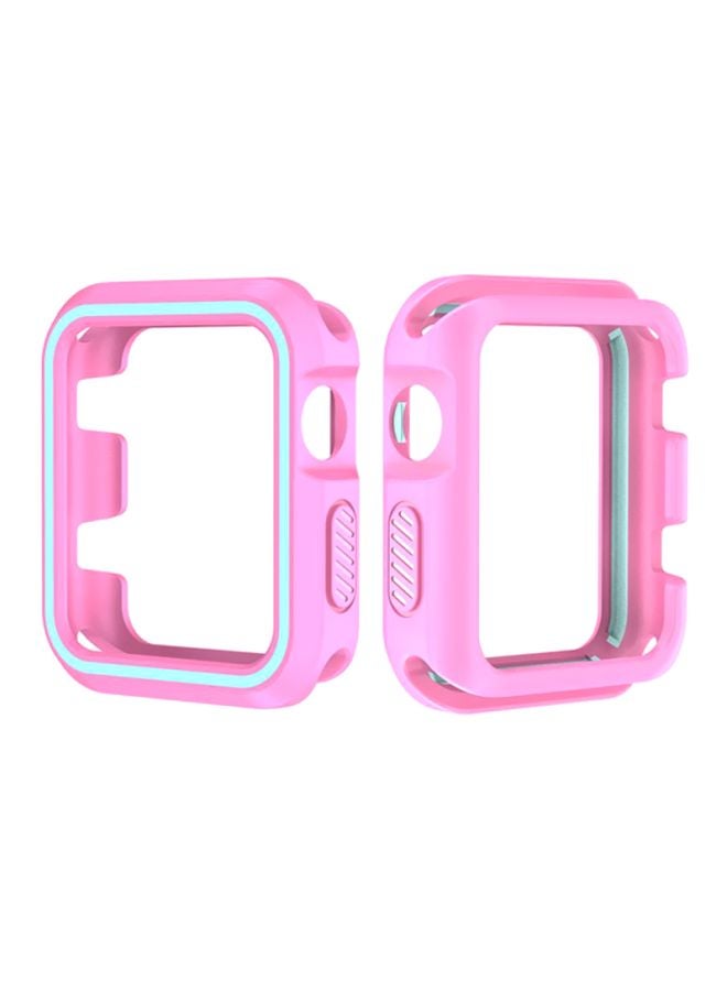 Voberry Rugged Armor Bumper Protective Case Cover For Apple Watch Series 1/2/3 38mm Pink/Blue - Image 2