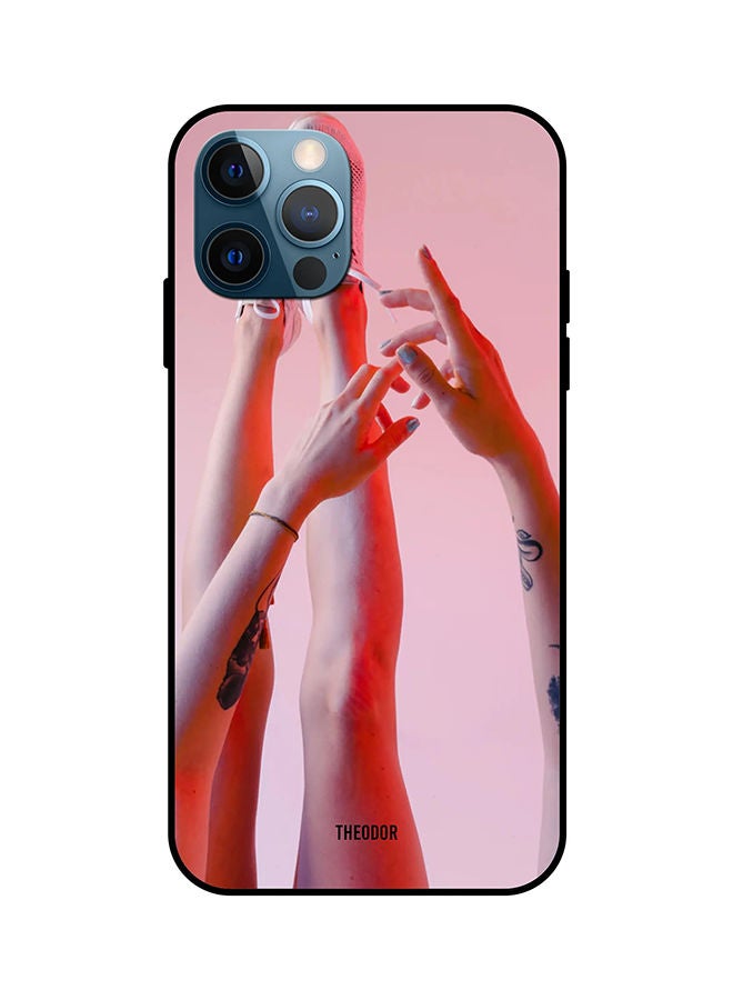 غطاء حماية واقٍ لهاتف أبل آيفون 12 برو ماكس وردي/ بيج/ أسود