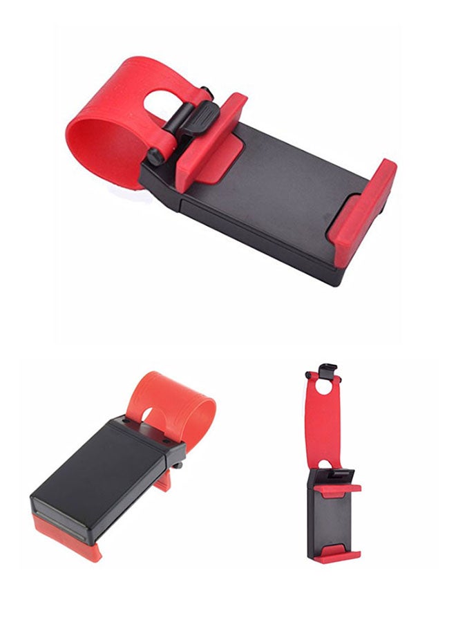 Multi-functional Universal Car Steering Wheel Phone Holder Red/Black - Image 1
