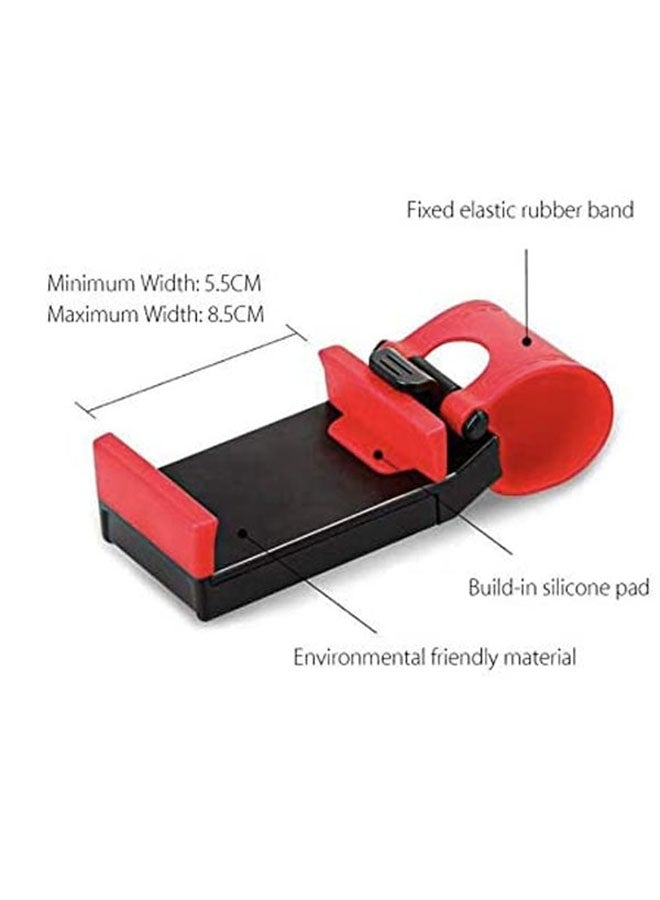 Multi-functional Universal Car Steering Wheel Phone Holder Red/Black - Image 2