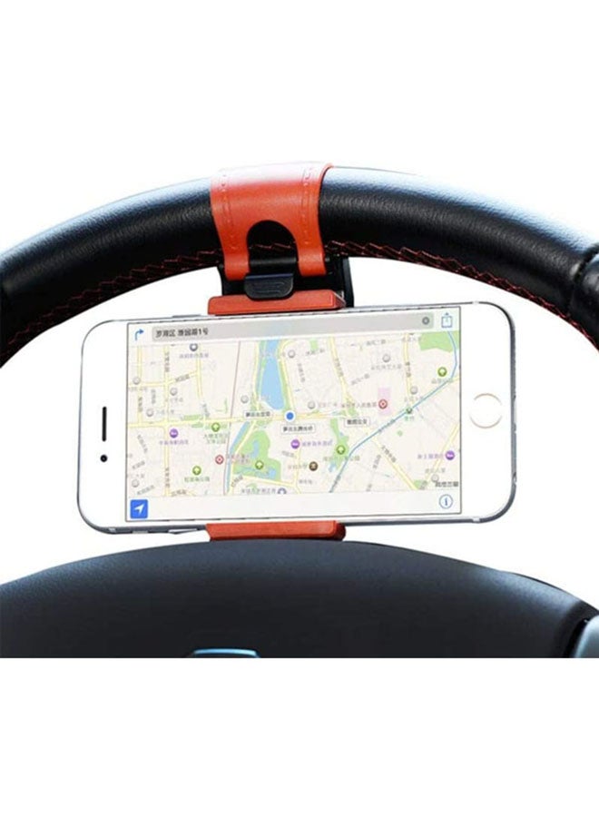 Multi-functional Universal Car Steering Wheel Phone Holder Red/Black - Image 3