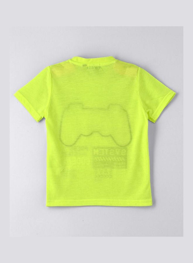 JAM Stylish Printed T-Shirt Neon Green/Red/Blue - Image 2