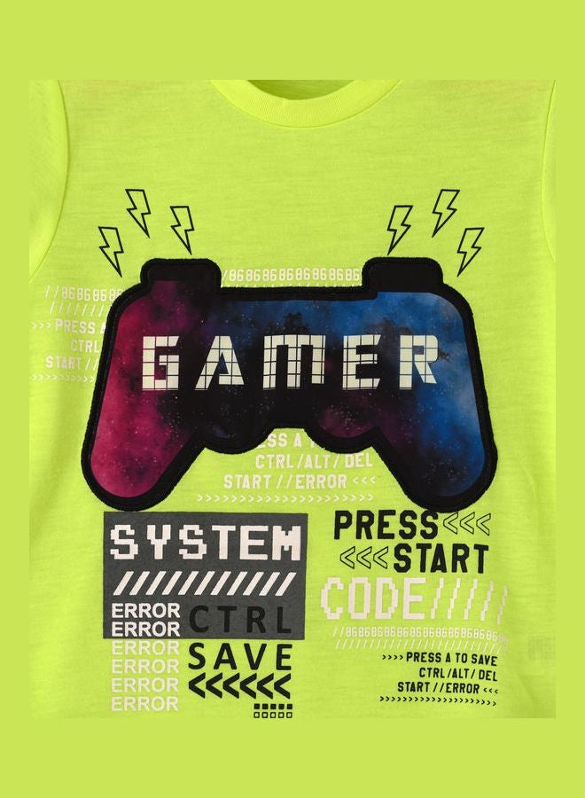 JAM Stylish Printed T-Shirt Neon Green/Red/Blue - Image 3