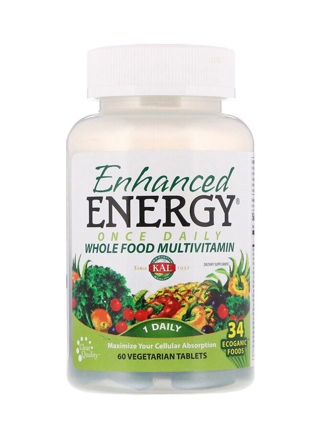 KAL Enhanced Energy Once Daily Whole Food Multivitamin - 60 Vegetarian Tablets - Image 1