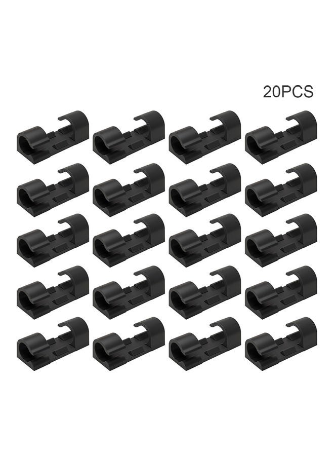20-Piece Self-Adhesive Cable Clip Black - Image 1