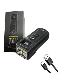 T4K Type-C Rechargeable Keychain XP-L2 Flashlight - 4000 Lumen with Eco-Sensa Type-C USB Charging Cable 3.24x1.15inch
