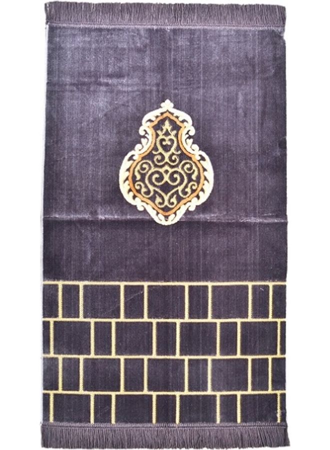 متجر سلام - سجادة صلاة بتصميم خطوط الكعبة رمادي/ أصفر/ أبيض 70x115سم - Image 1
