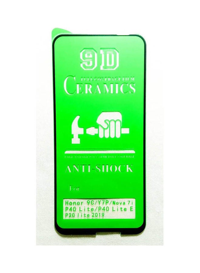 لاصقة حماية للشاشة غير لامعة من السيراميك بحافة 9D لهاتف هواوي Y7P/ نوفا 7i/ هونر 9C/ P20 لايت أسود/شفاف