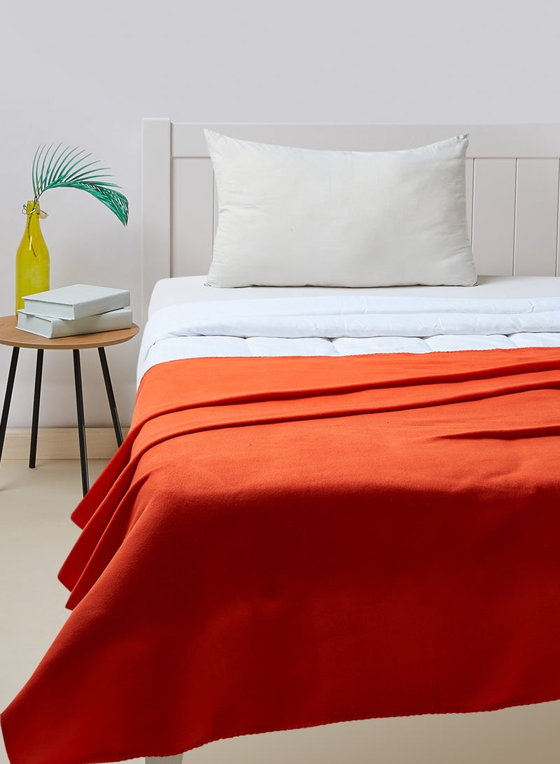 أمال بطانية خفيفة ومريحة وسادة مصنوعة من البوليستر 100٪ والصوف وتُستخدم على الوجهين بمقاس 140×200 سم للسرير والأريكة، لون برتقالي بوليستر برتقالي 140 x 200سم - Image 1