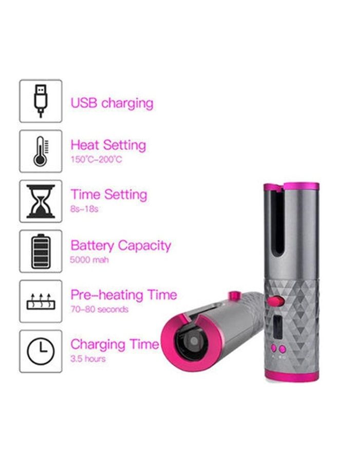 Rechargeable Automatic Hair Curler Silver/Pink/Black - Image 4