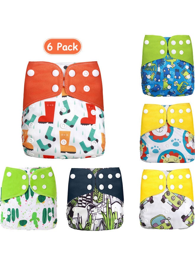 6-Piece Adjustable Washable Reusable Baby Cloth Diaper Set - Image 1