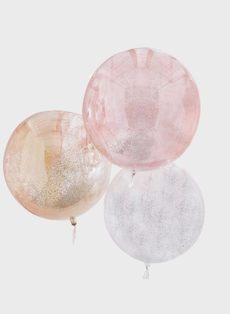 Ginger Ray 3-Piece Metallic Glitter Balloons - Image 1
