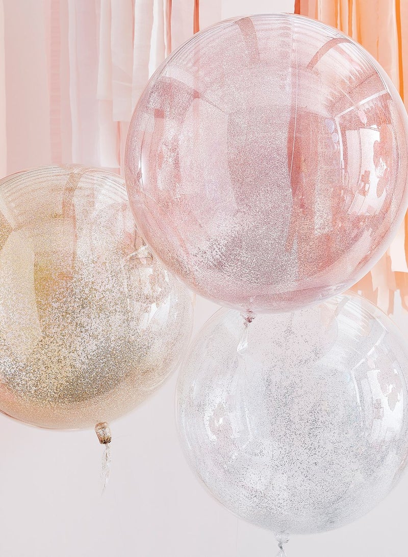 Ginger Ray 3-Piece Metallic Glitter Balloons - Image 2