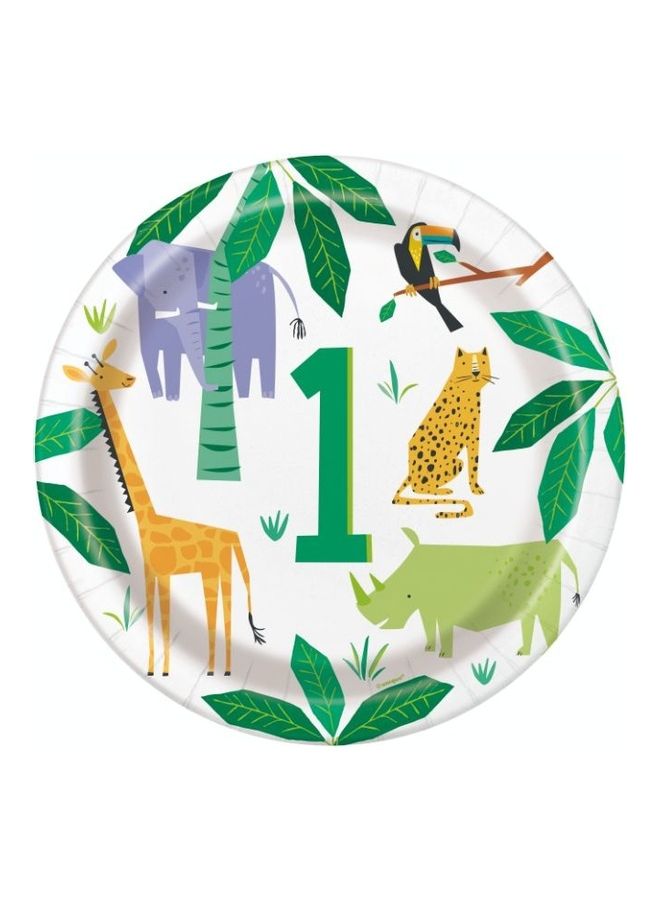 Unique Pack Of 8 Animal Safari 1st Birthday Plate 9inch