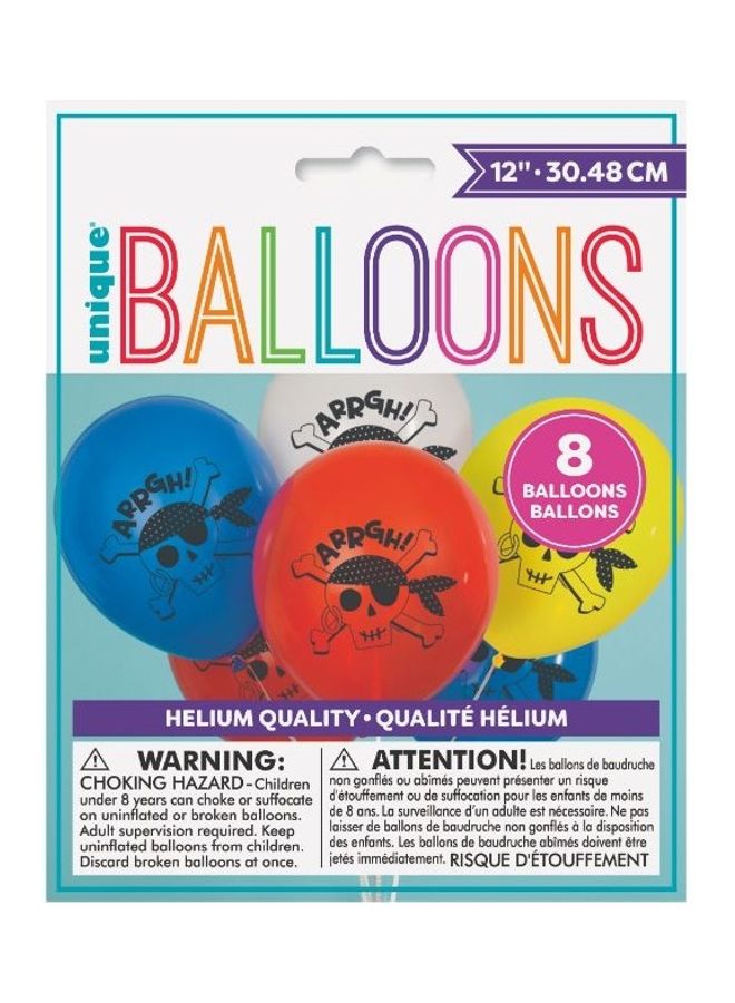 Unique Pack Of 8 Pirate Latex Balloons 12inch