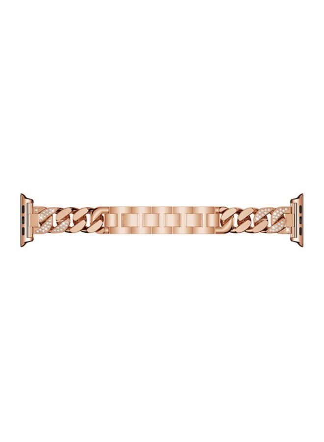 Voberry Cowboy Chain Metal Crystal Replacement Band For Apple Watch Series 4 44mm Rose Gold - Image 1