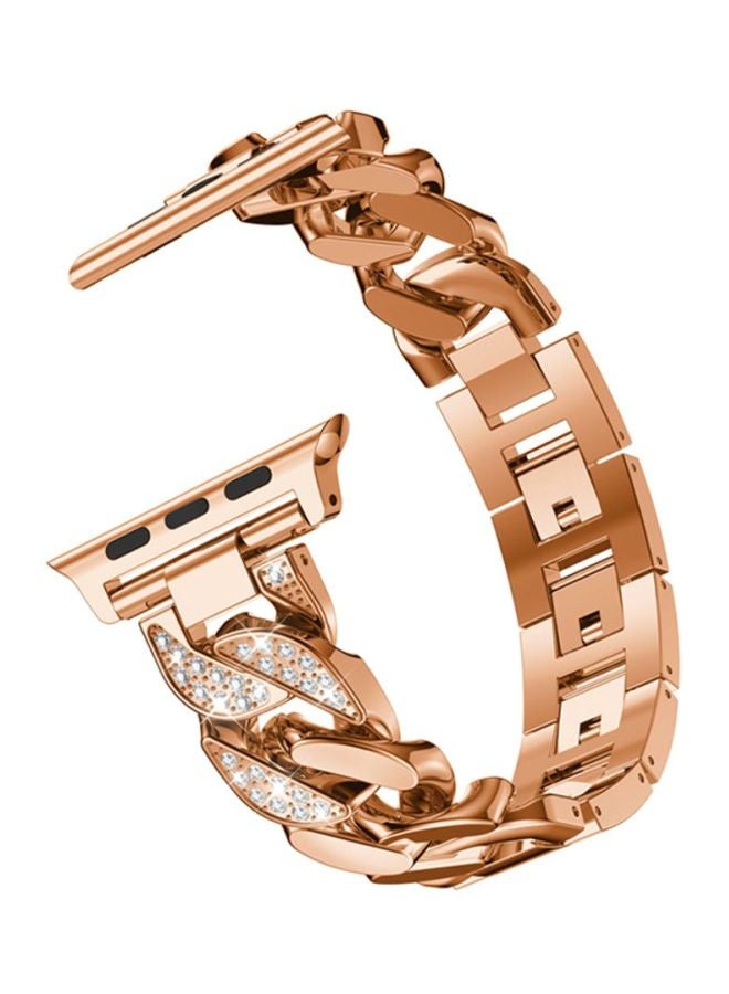 Voberry Cowboy Chain Metal Crystal Replacement Band For Apple Watch Series 4 44mm Rose Gold - Image 2