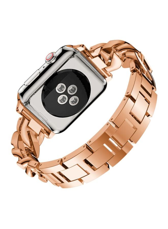 Voberry Cowboy Chain Metal Crystal Replacement Band For Apple Watch Series 4 44mm Rose Gold - Image 3