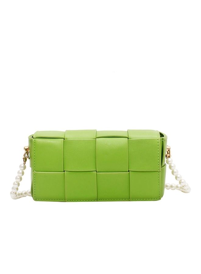 Patchwork Knitting Style Crossbody Bag Green  - Image 1