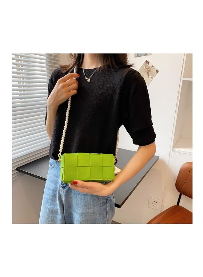 Patchwork Knitting Style Crossbody Bag Green  - Image 3