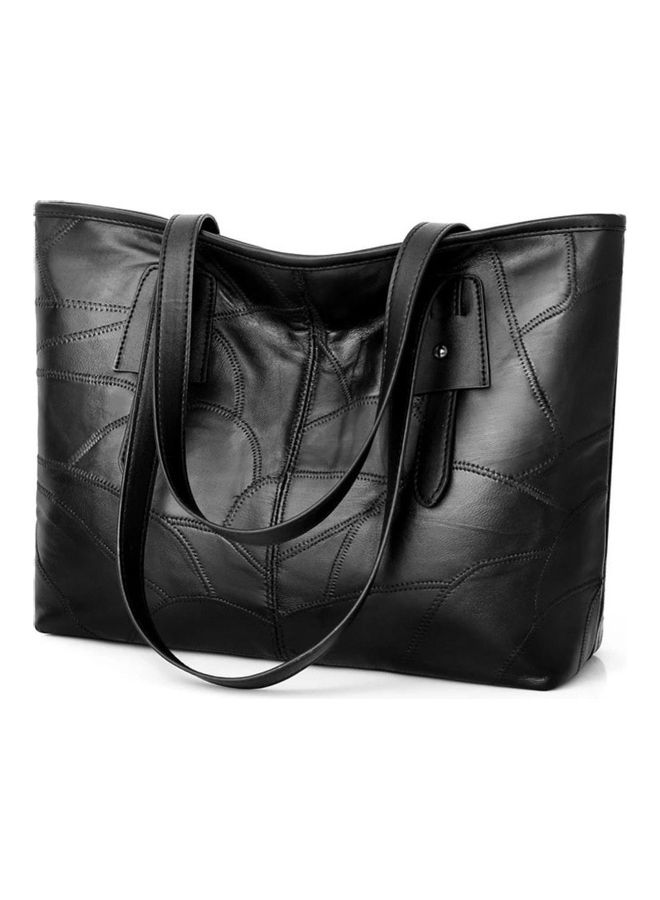 Fashionable Textured Tote Black  - Image 1