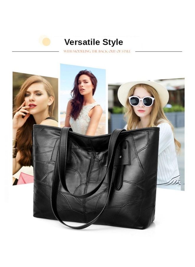 Fashionable Textured Tote Black  - Image 2