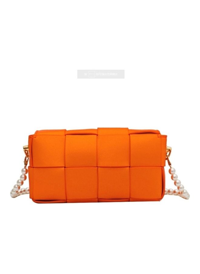 Patchwork Knitting Style Crossbody Bag Orange  - Image 1