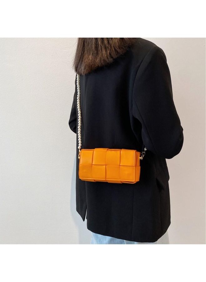 Patchwork Knitting Style Crossbody Bag Orange  - Image 2