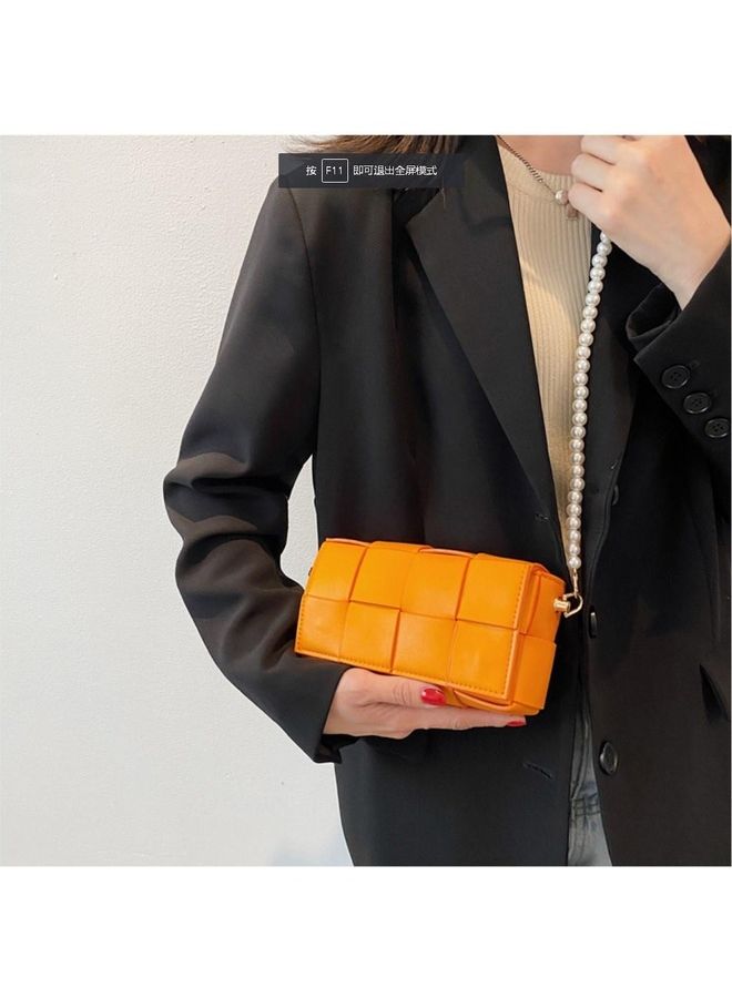 Patchwork Knitting Style Crossbody Bag Orange  - Image 3