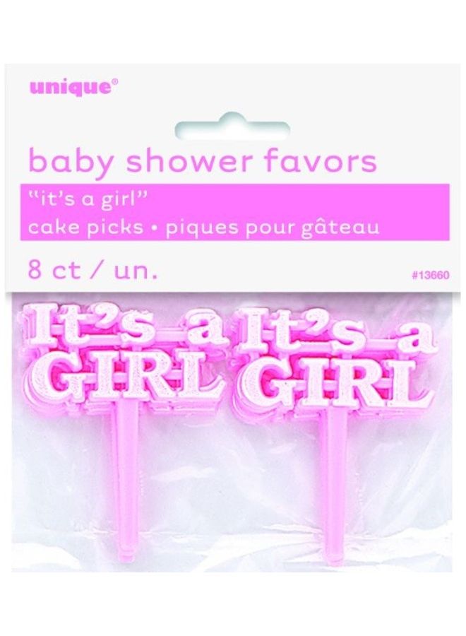 Unique 8-Piece Baby Shower Favors It's A Girl Cake Picks