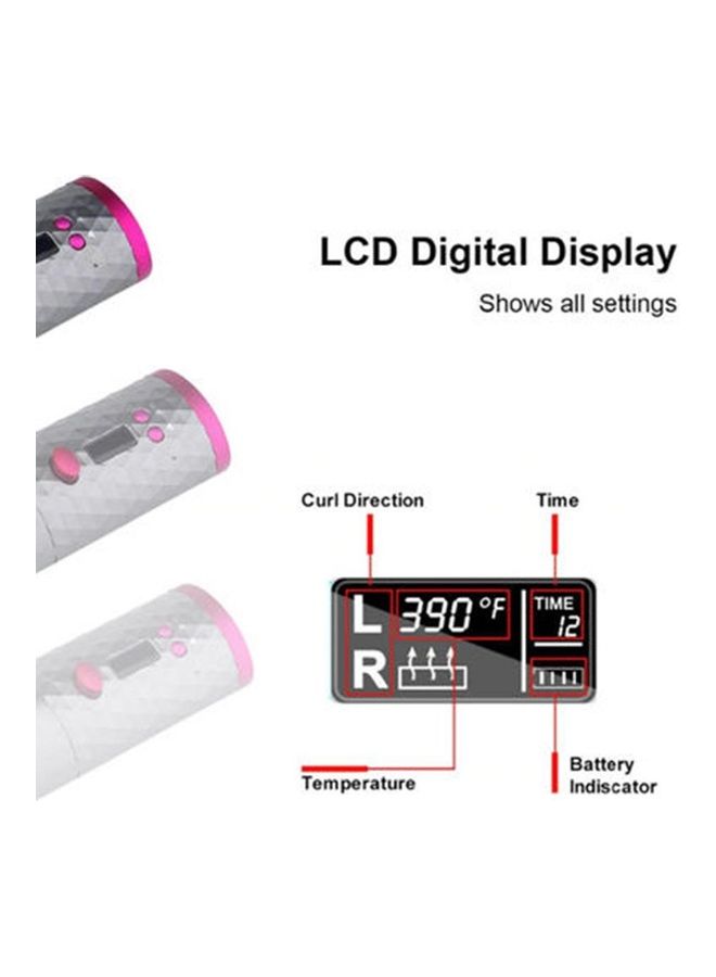 جهاز تجعيد الشعر الأوتوماتيكي اللاسلكي القابل للشحن فضيّ/وردي/أسود - Image 3