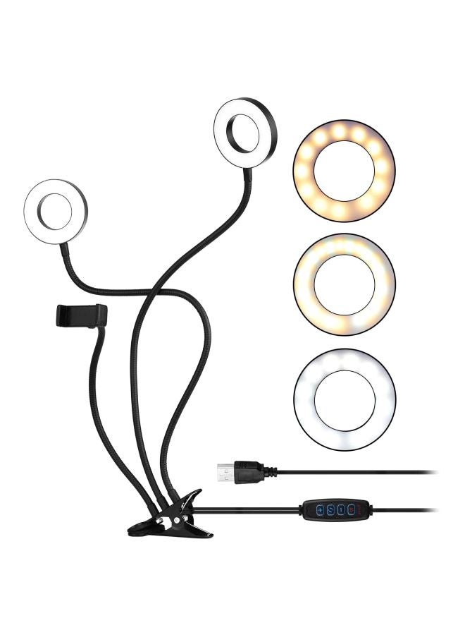 ANDOER - 3.5 Inch Clip-On Mini USB Ring Light With Phone Holder Black/Gold/White - Image 1
