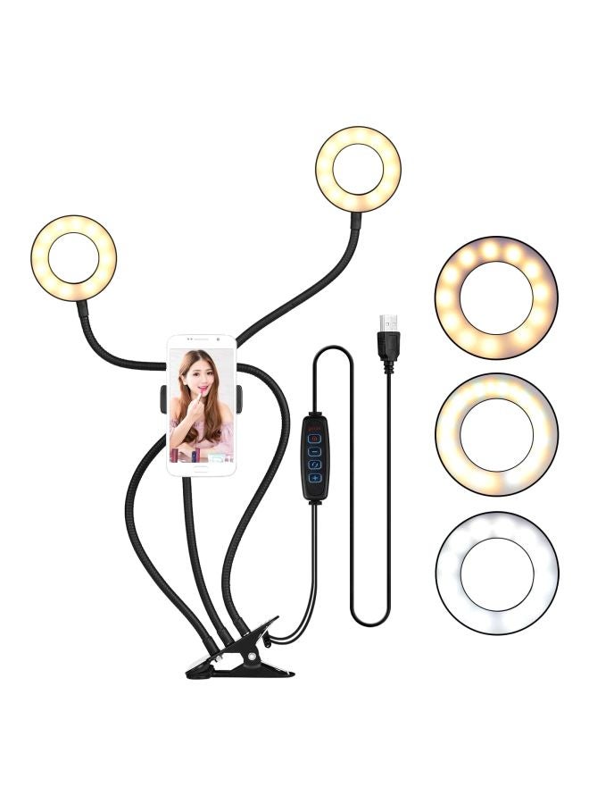 ANDOER - 3.5 Inch Clip-On Mini USB Ring Light With Phone Holder Black/Gold/White - Image 1