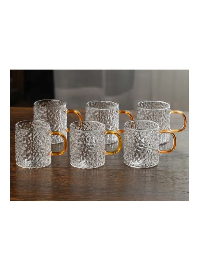 Generic - 6-Piece Borosilicate Glass Tea Cup Clear/Gold - Image 1